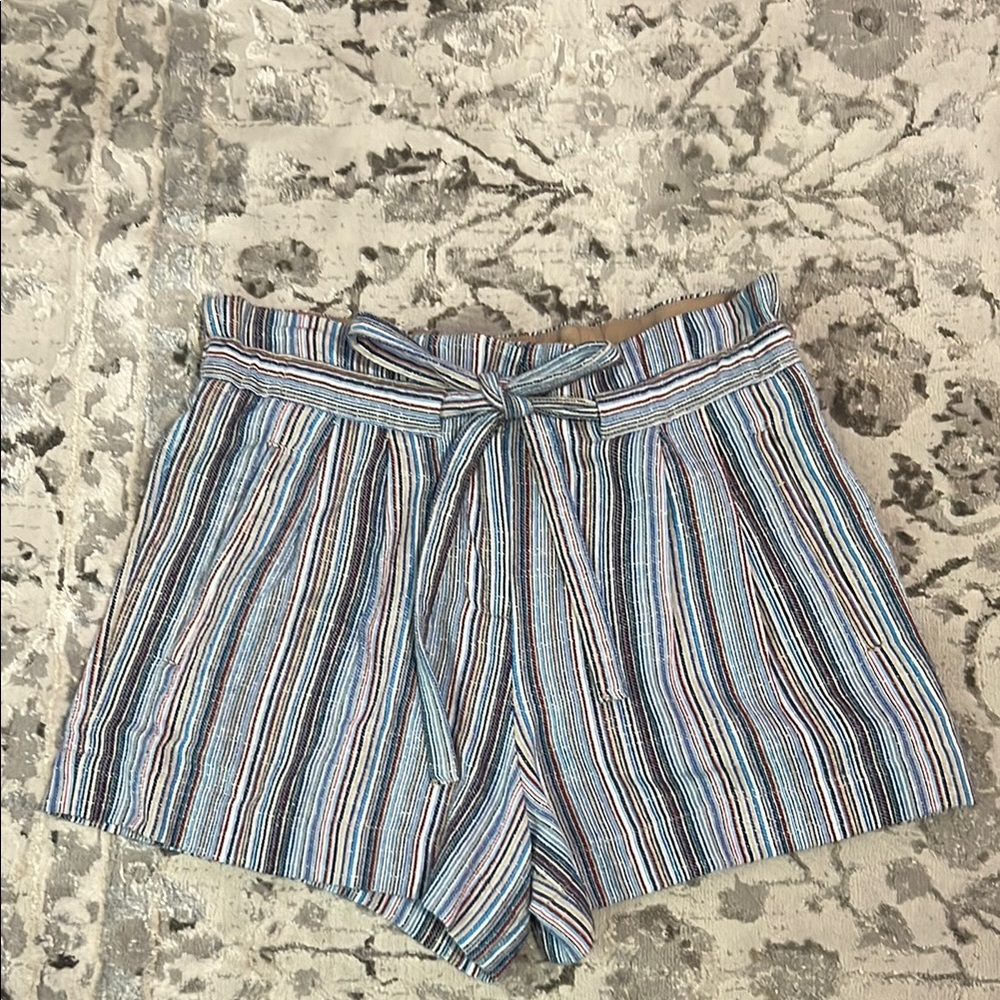 BCBGMaxAzria Blue and White High Waist Shorts